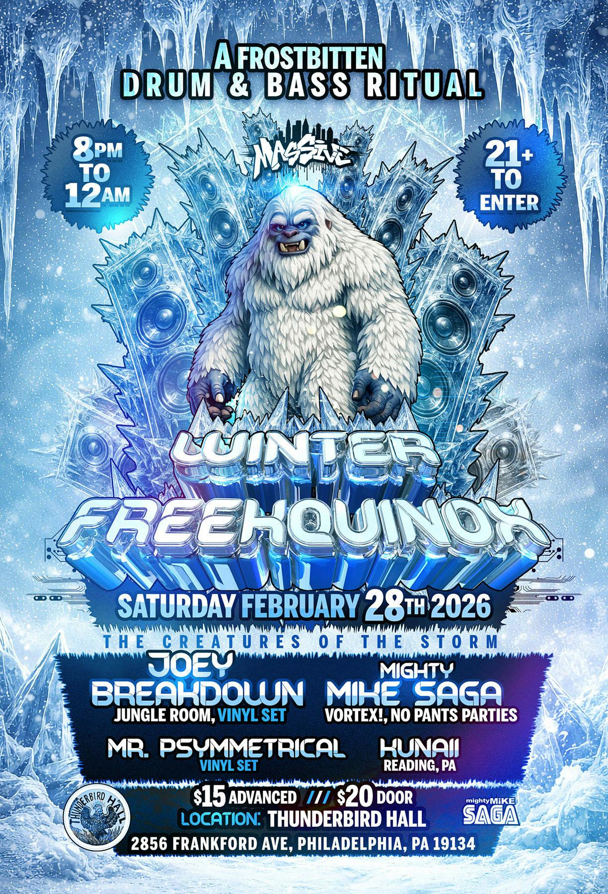 Winter Freekquinox with Mighty Mike Saga event banner