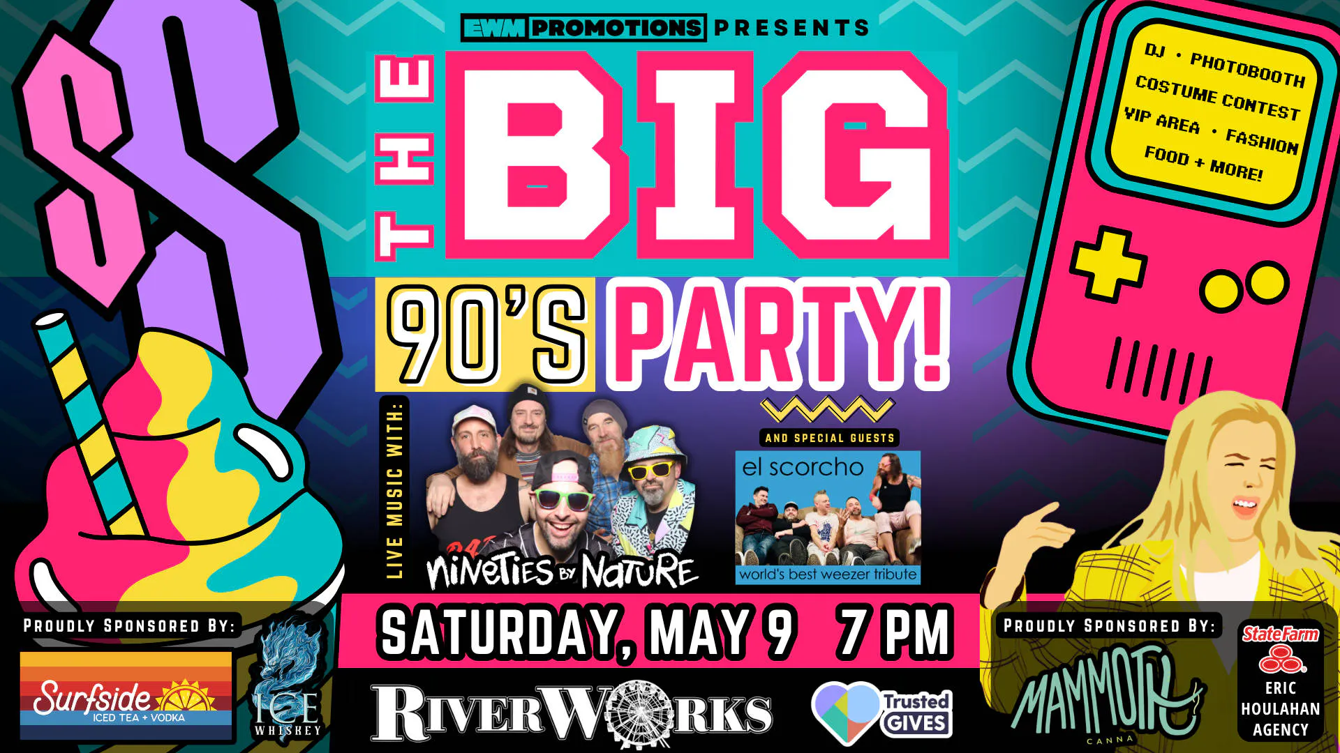 3rd Annual BIG 90's PARTY with Nineties By Nature at Buffalo RiverWorks! event banner