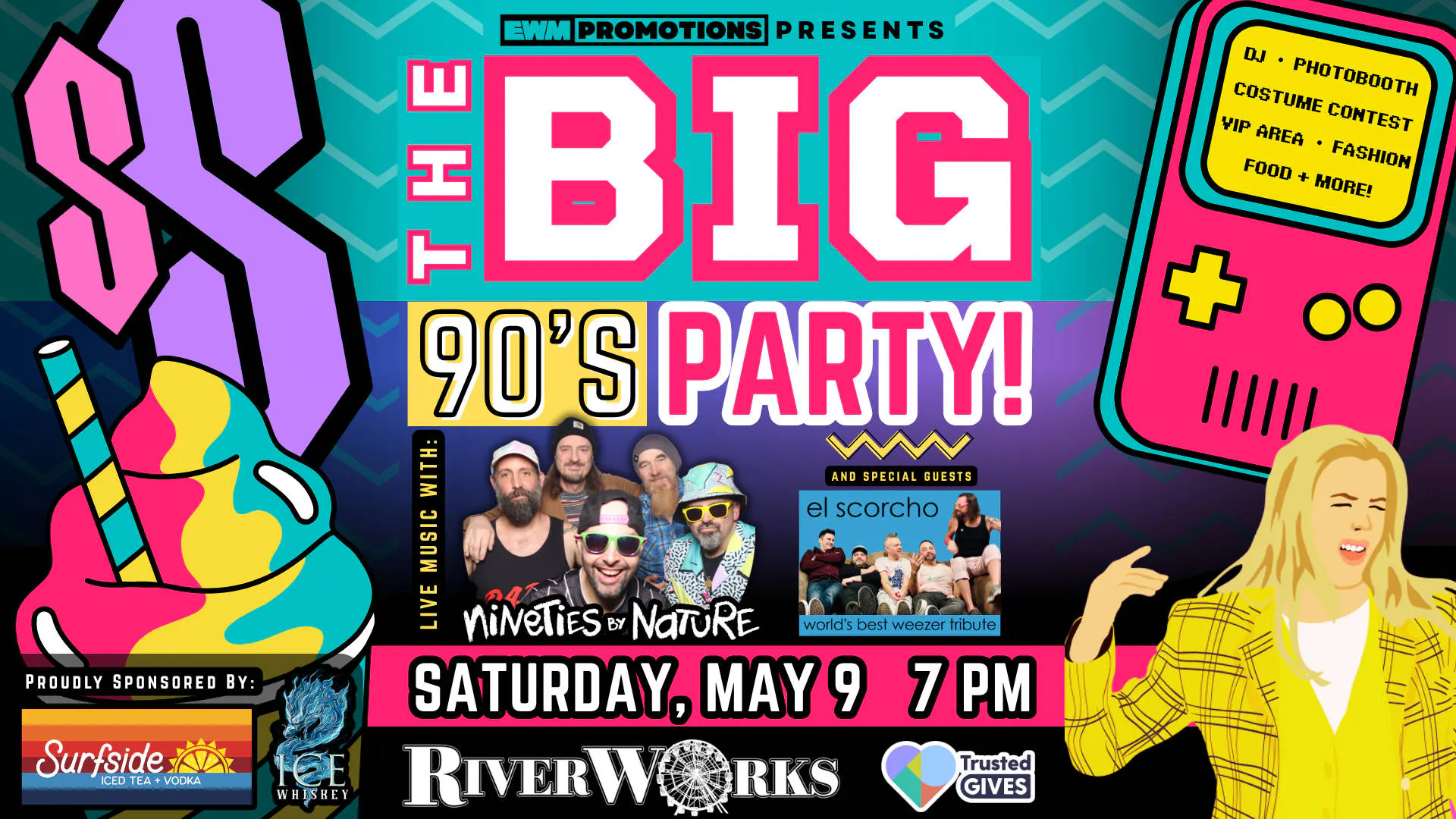 3rd Annual BIG 90's PARTY with Nineties By Nature at Buffalo RiverWorks! event banner