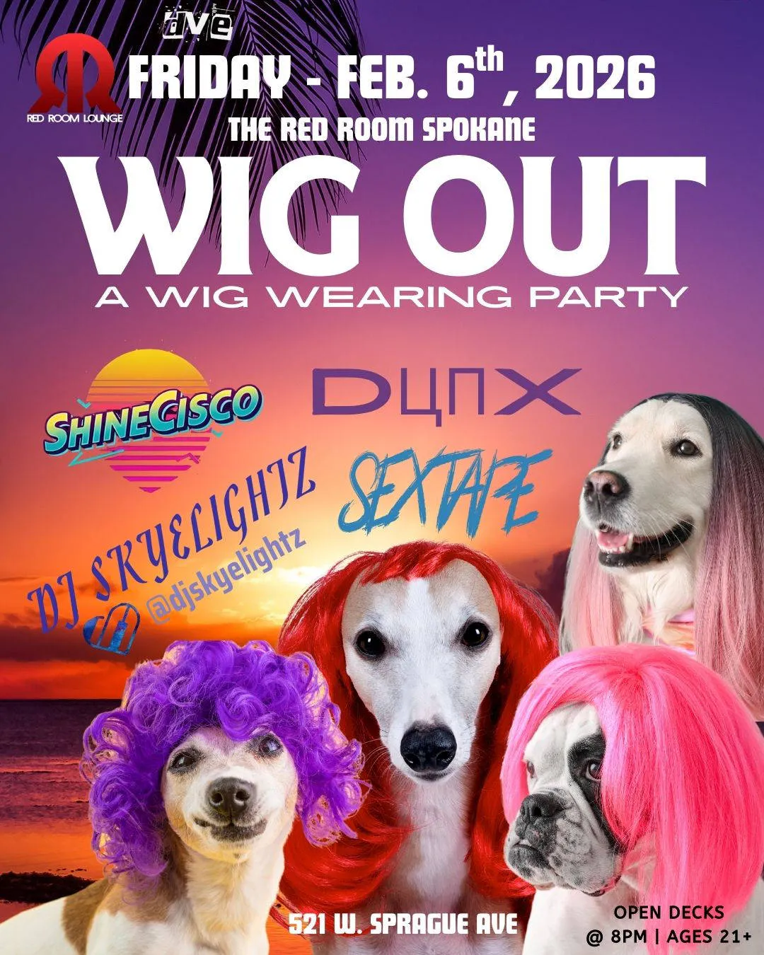 FRIDAY - 2.6.26 - WIG OUT - A Wig Wearing Party event banner