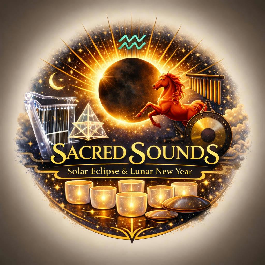 Sacred Sounds: Solar Eclipse + Lunar New Year (Fire Horse) event banner