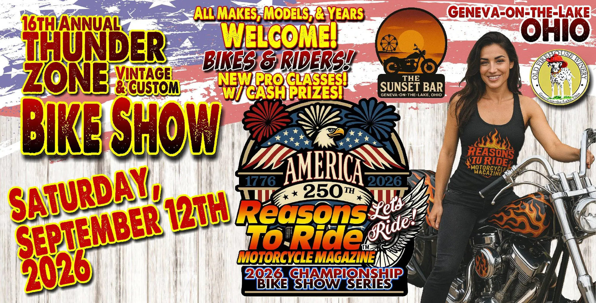 16th Anniversary THUNDER ZONE Bike Show event banner