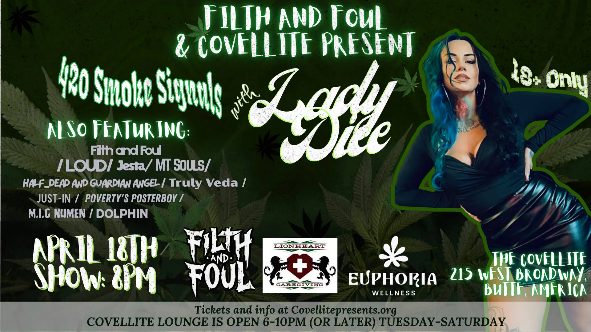 420 Smoke Signals with Lady Dice ft. 406 Hip-Hop Showcase event banner