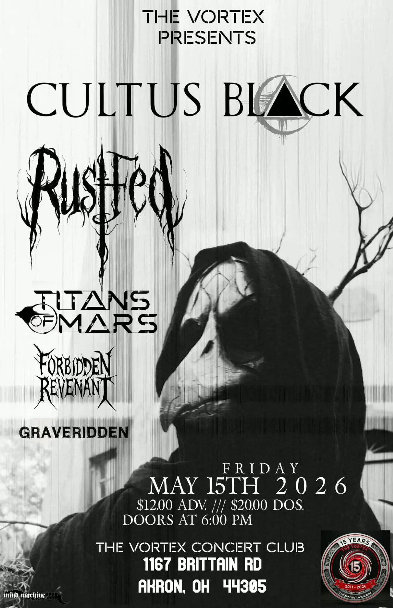 Cultus Black Headlines The Vortex event banner