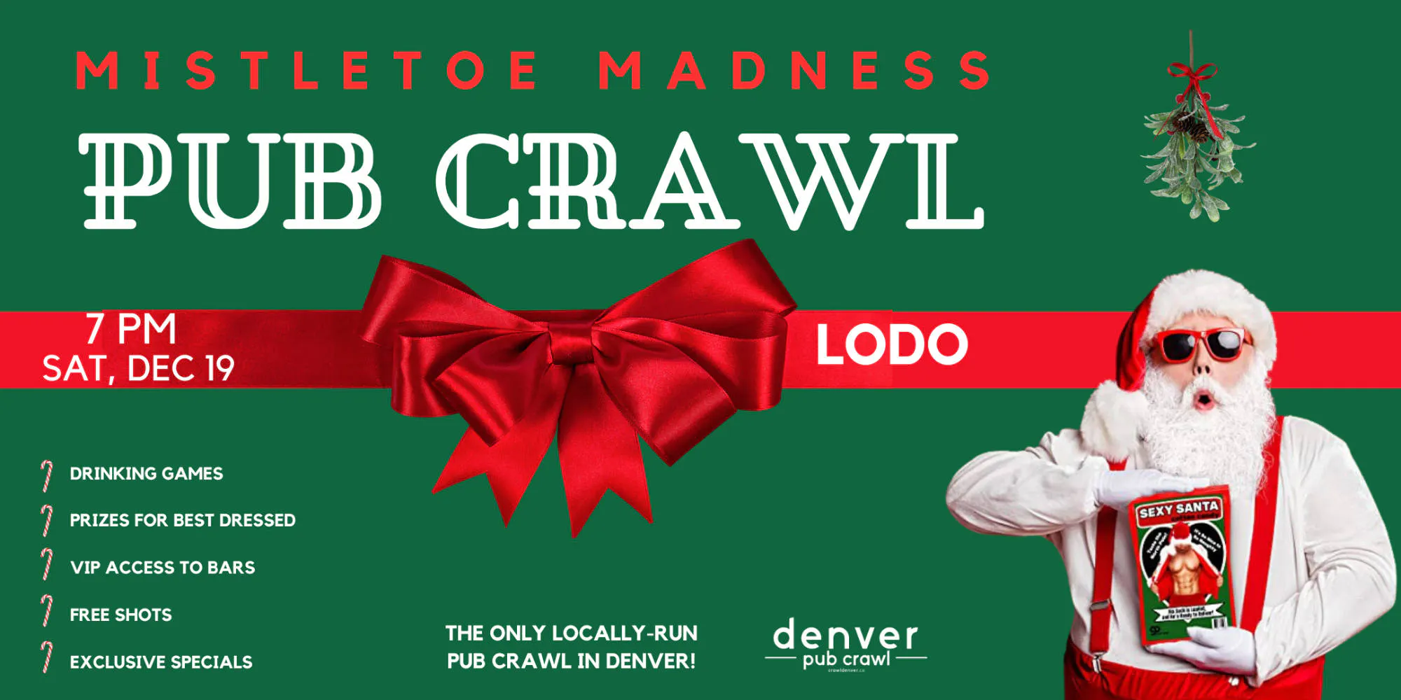 Mistletoe Madness: A Christmas Bar Crawl 🎄 event banner