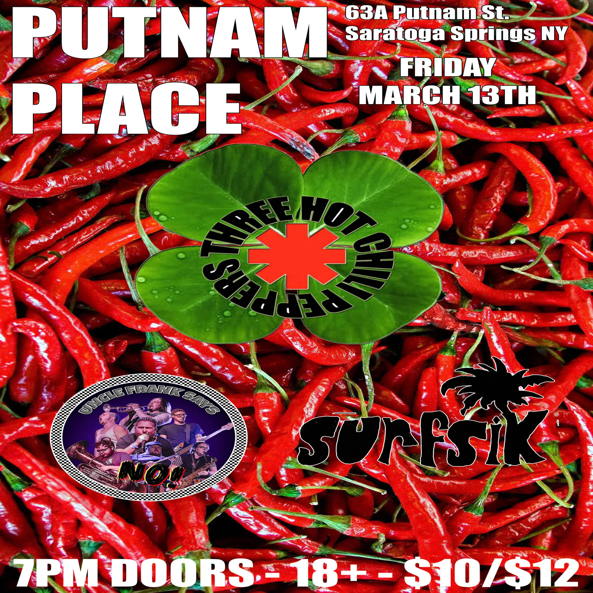 3 Hot Chili Peppers at Putnam Place Fri. March 13th event banner