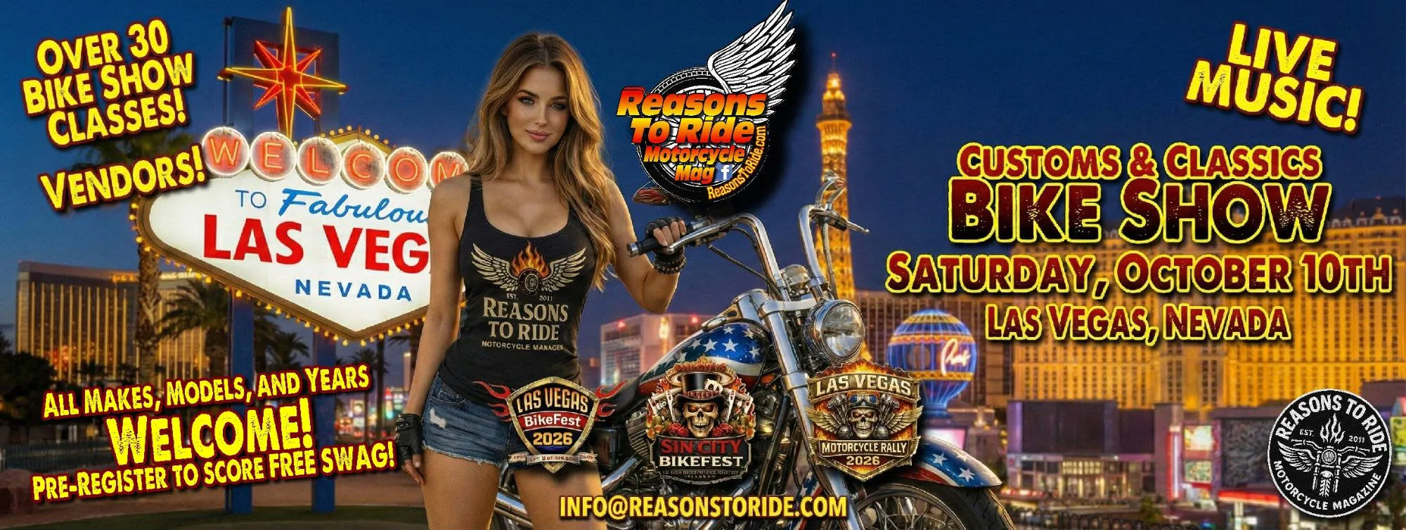 20th Anniversary Las Vegas BikeFest BIKE SHOW presented by Reasons to Ride event banner