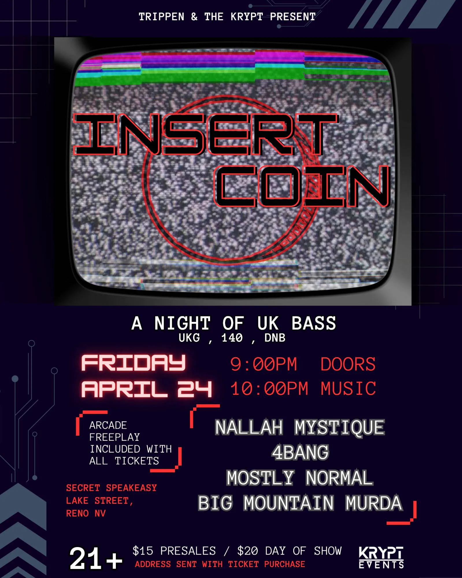 Insert Coin - A Night of UK Bass. event banner