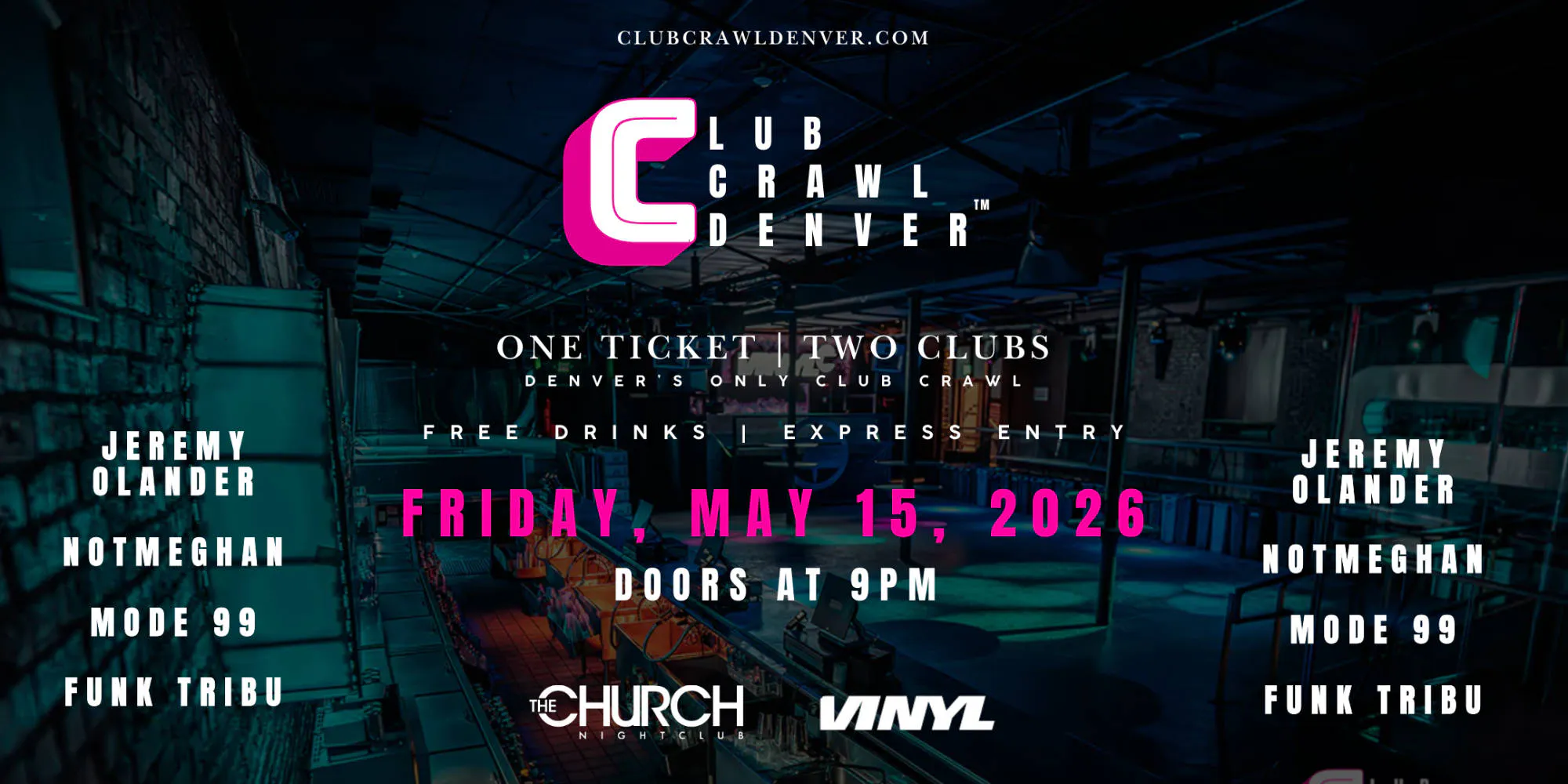 Fri, May 15th: Jeremy Olander, NotMeghan, Mode 99, Funk Tribu event banner