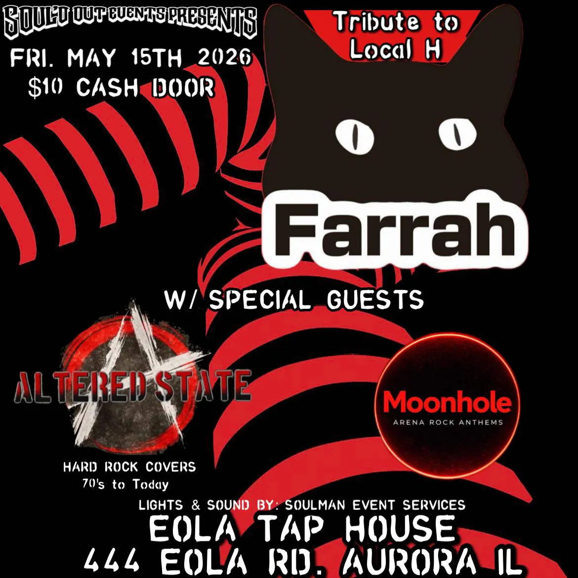 Farrah - Local H Tribute / Moonhole - Arena Rock / Altered State - Hard Rock Covers event banner