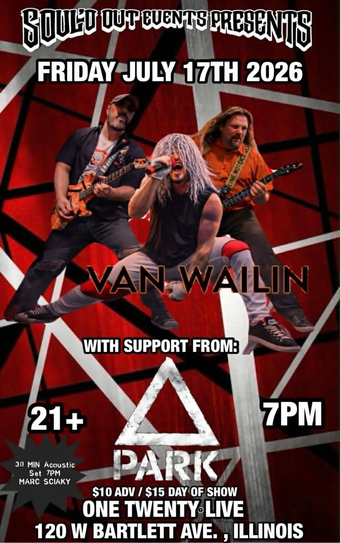 Van Wailin (Van Halen tribute) + Triangle Park (Original Rock) event banner