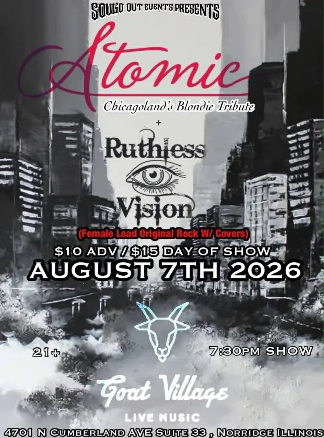 Atomic - Blondie Tribute + Ruthless Vision (Original Rock) FEMALE LEAD NIGHT! event banner