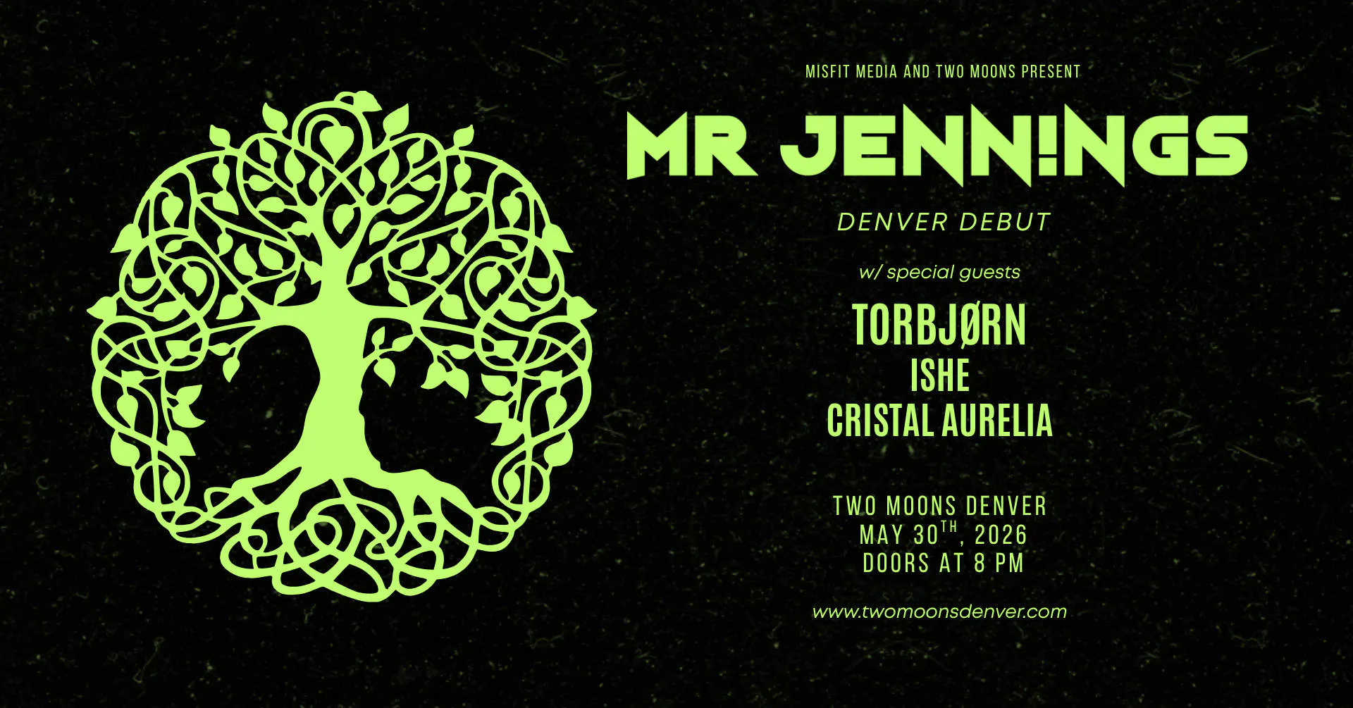 Mr. Jennings, Torbjørn, Ishe, and Cristal Aurelia event banner