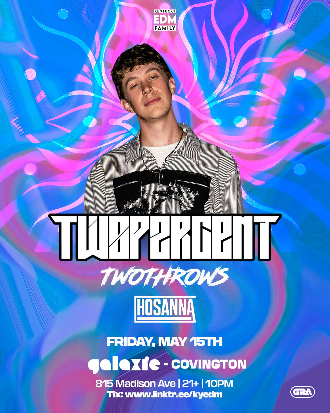 Twopercent w/ TwoThrows & Hosanna event banner