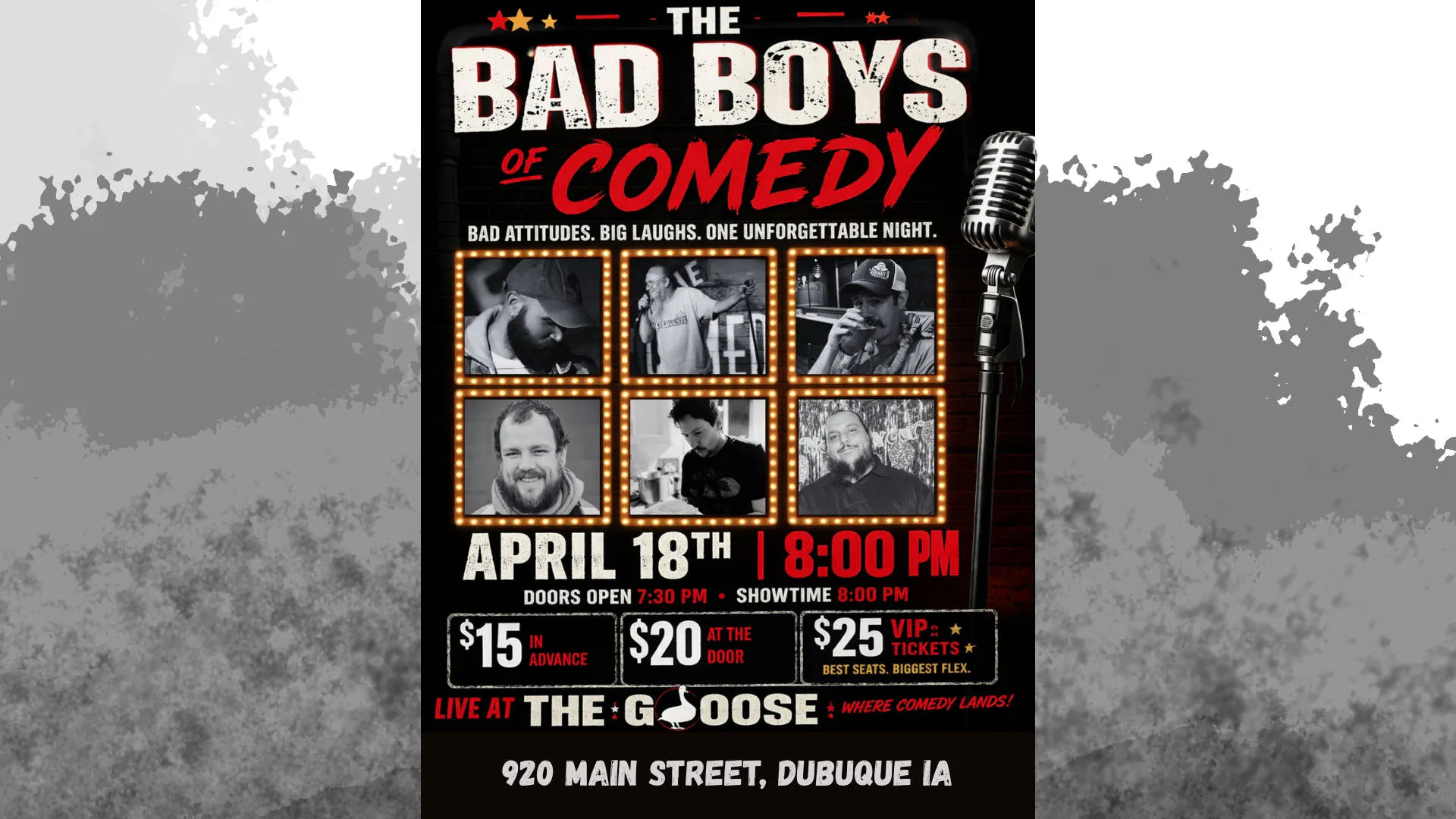 The Bad Boys of Comedy at The Goose event banner