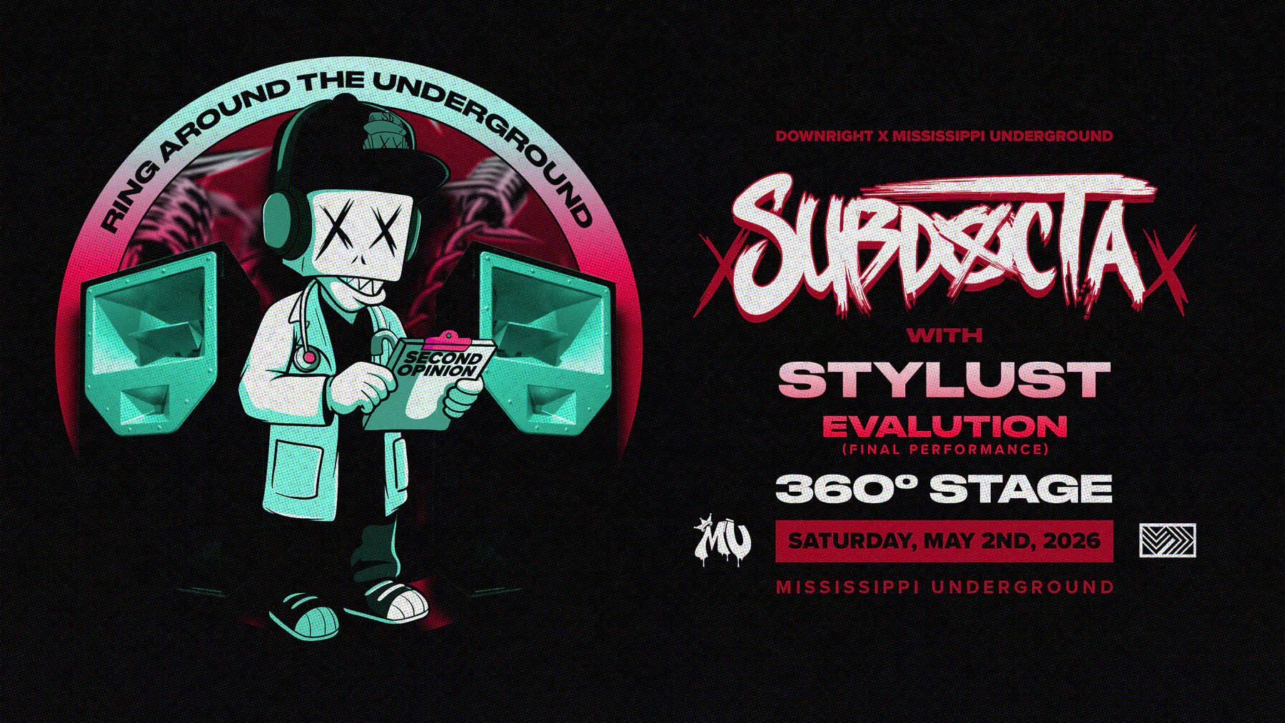 RING AROUND THE UNDERGROUND: SUBDOCTA, STYLUST, EVALUTION event banner