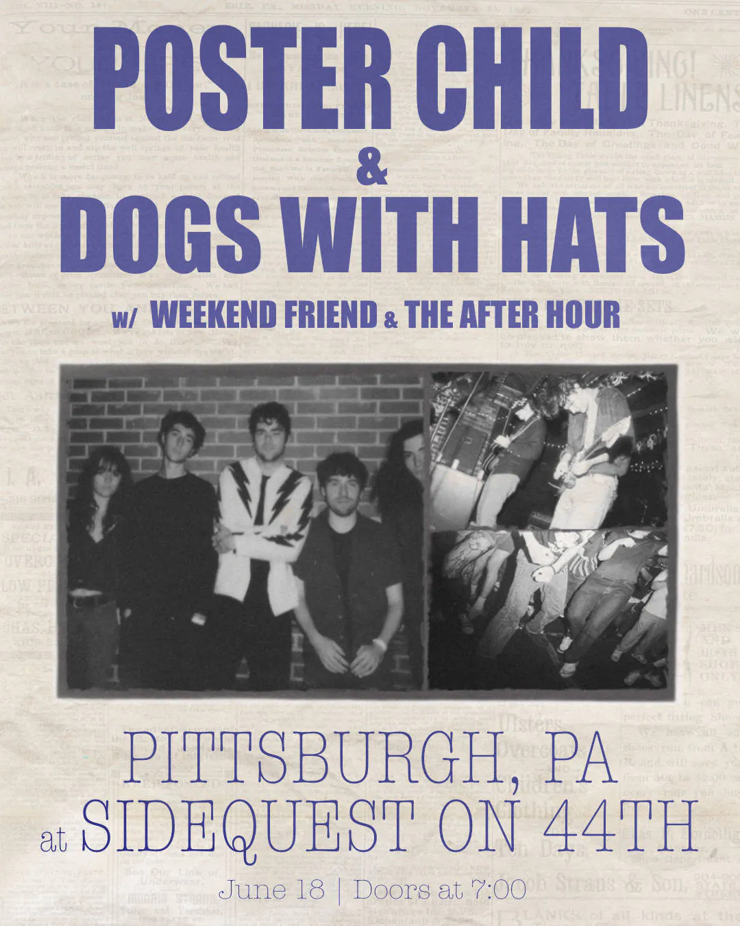 Poster Child & Dogs with Hats event banner