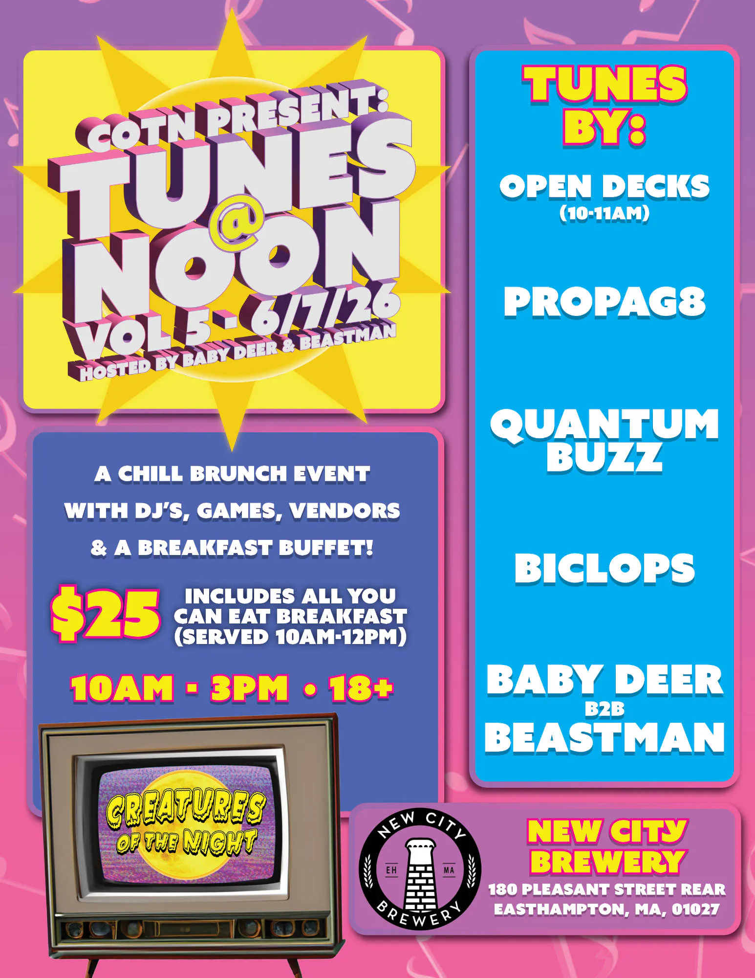 Tunes @ Noon! Vol.5 - 6/7/26 Hosted by Baby Deer & Beastman event banner
