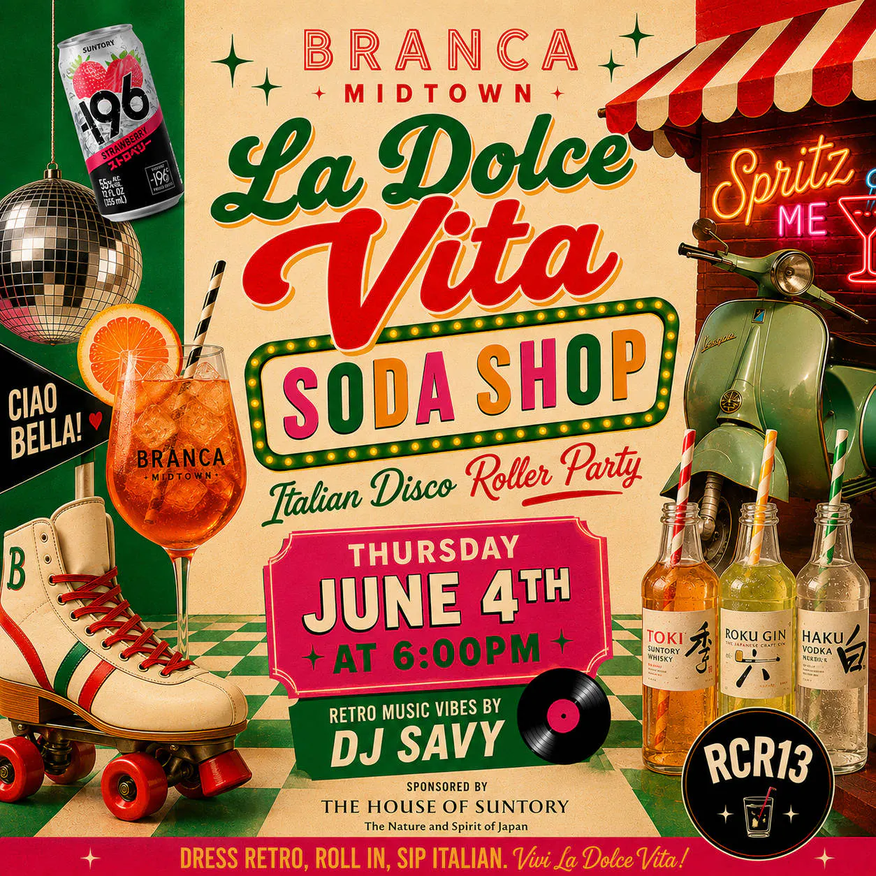 Italian Disco Roller Party event banner