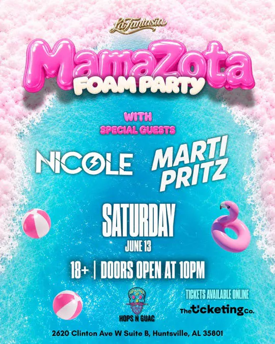 Mamazota Foam Party event banner