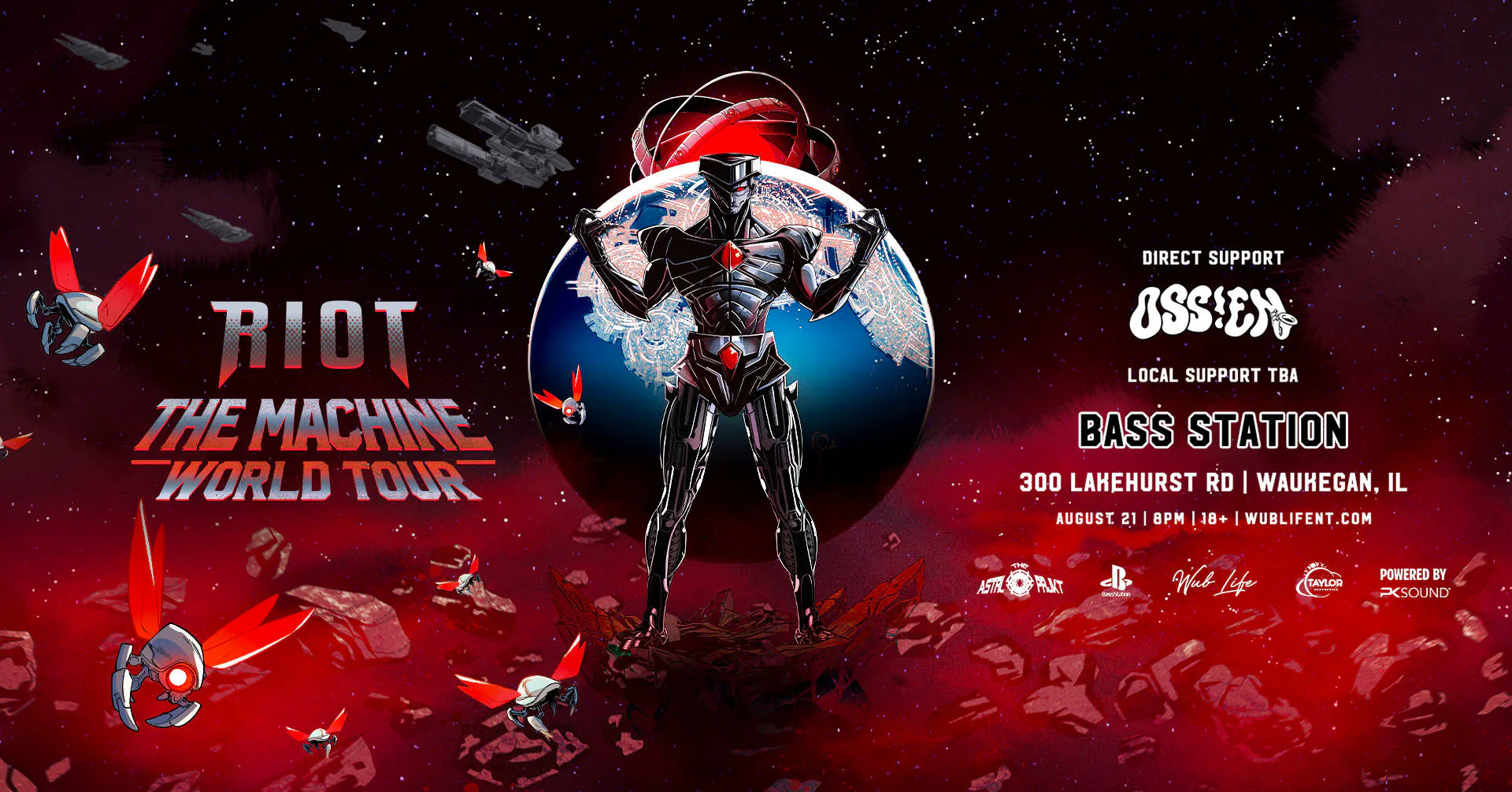 RIOT - THE MACHINE WORLD TOUR AT BASS STATION event banner