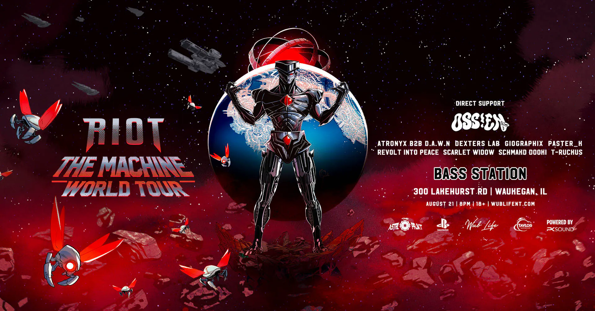 RIOT - THE MACHINE WORLD TOUR AT BASS STATION event banner