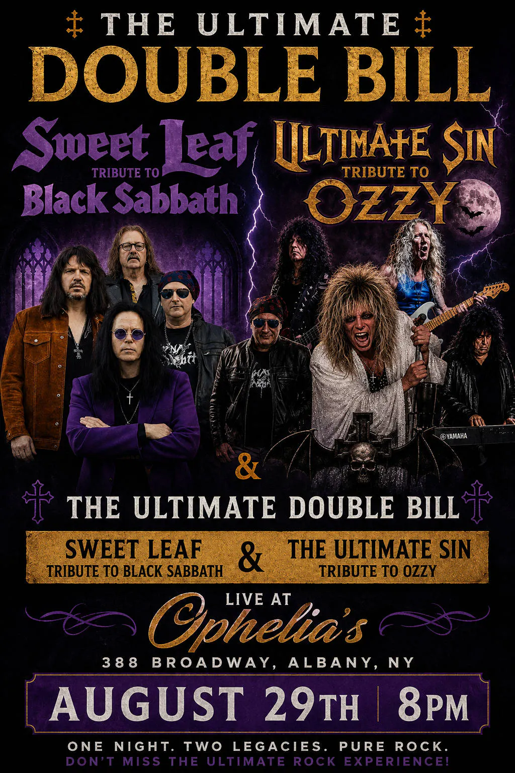 Sweet Leaf - The Ultimate Sin (Black Sabbath & Ozzy tributes) - Saturday, August 29th  - Ophelia's event banner