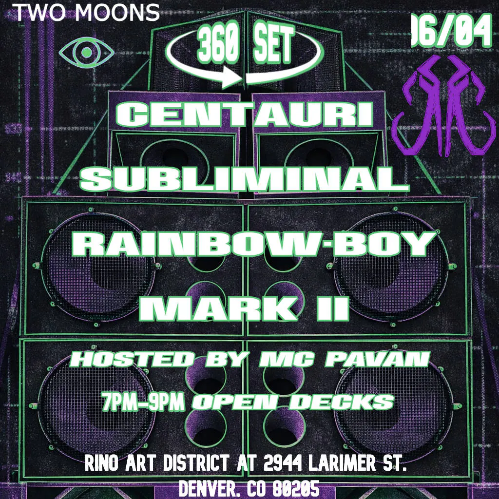 Purple Mammoth Presents: Centauri, Subliminal, Rainbow Boy, & Mark II hosted by MC Pavan event banner