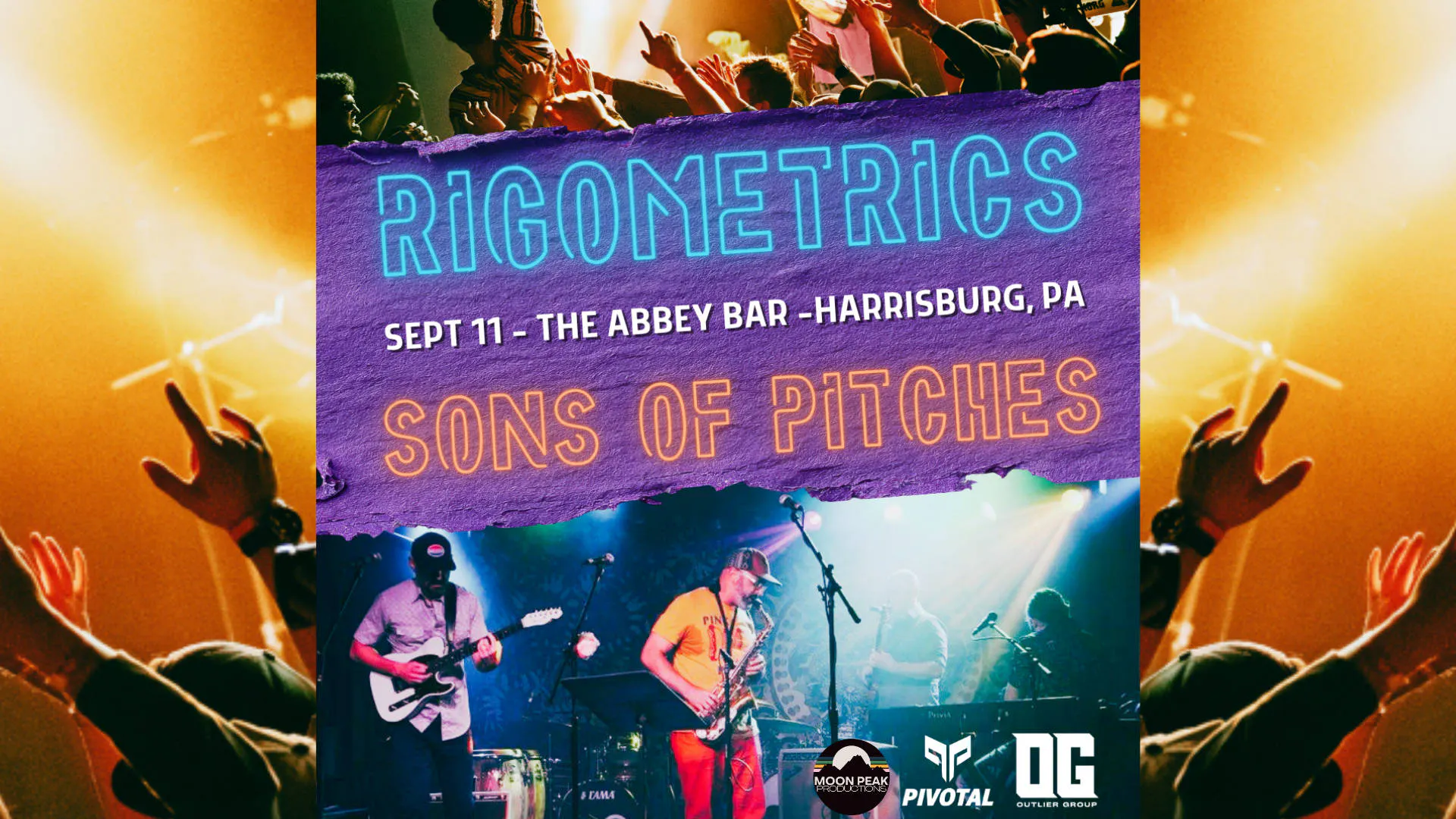 Rigometrics and Sons of Pitches at The Abbey Bar | Harrisburg PA event banner