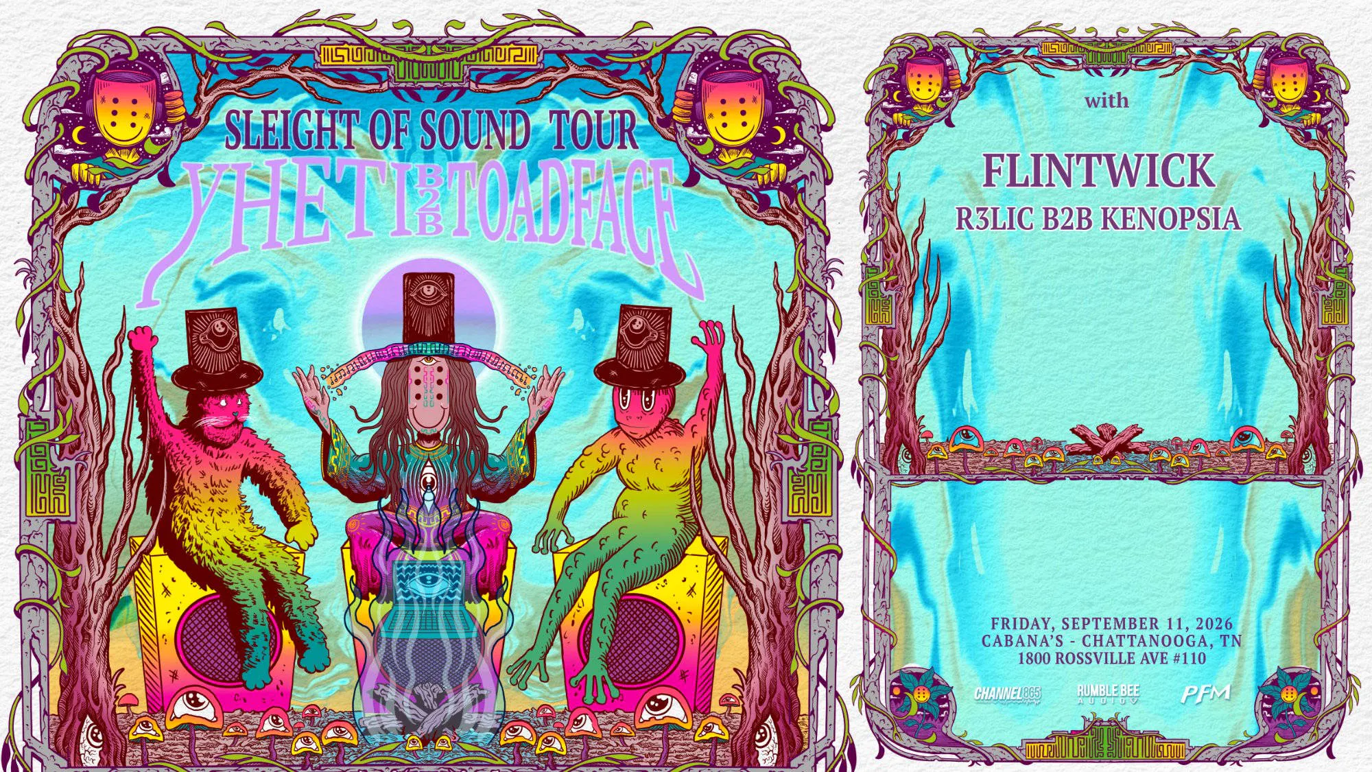 Yheti b2b Toadface Sleight of Sound Tour at Cabanas event banner