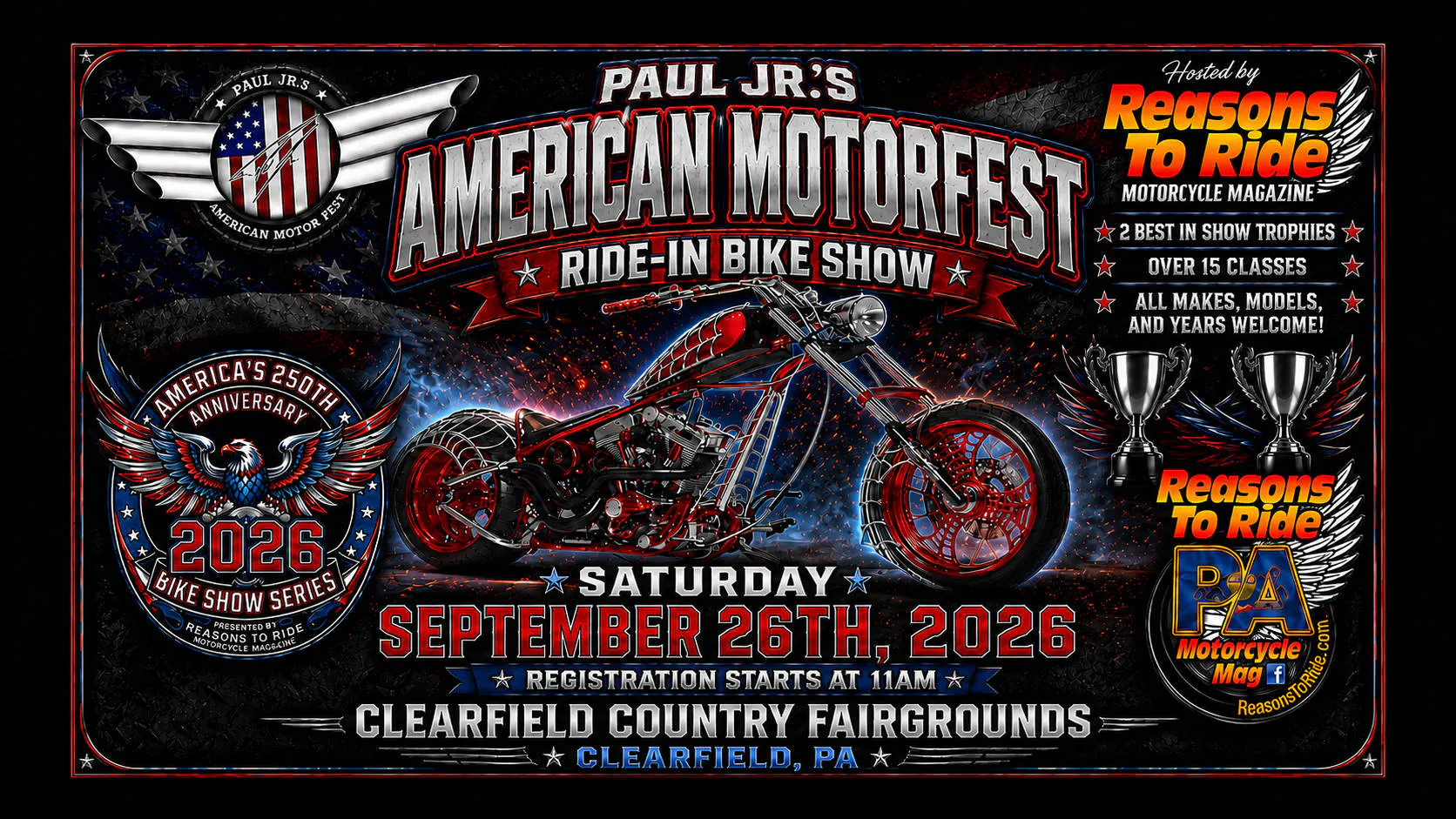 Paul Jr's American Motor Fest Bike Show by Reasons To Ride event banner