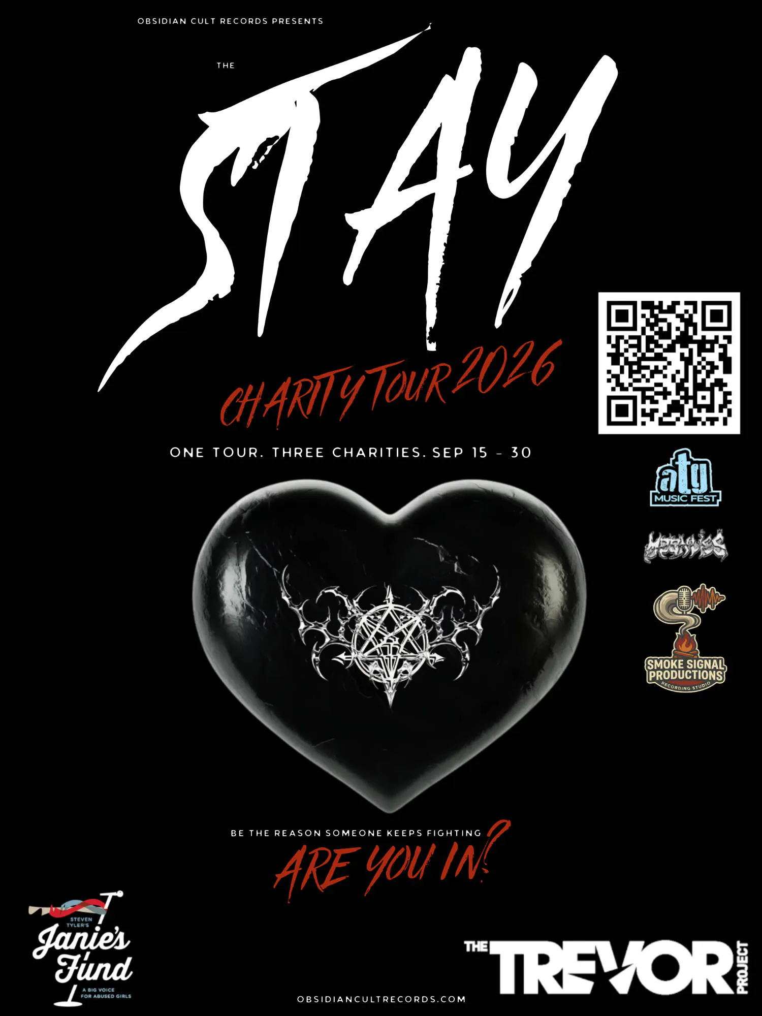 The Obsidian Cult Records "Stay" Tour Pre-Sale event banner