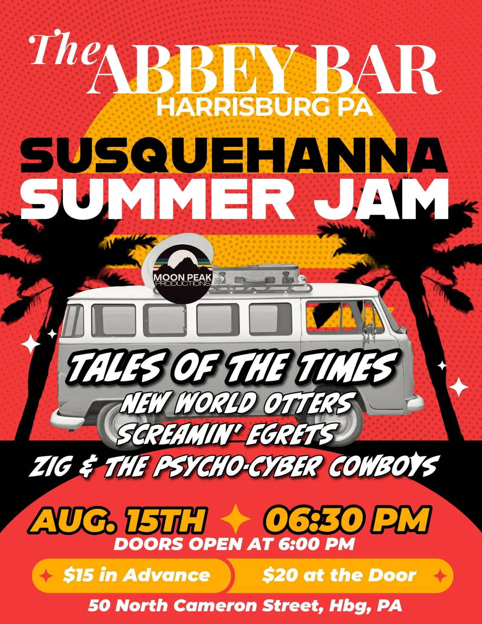 Susquehanna Summer Jam at The Abbey Bar | Aug 15 | Harrisburg PA event banner