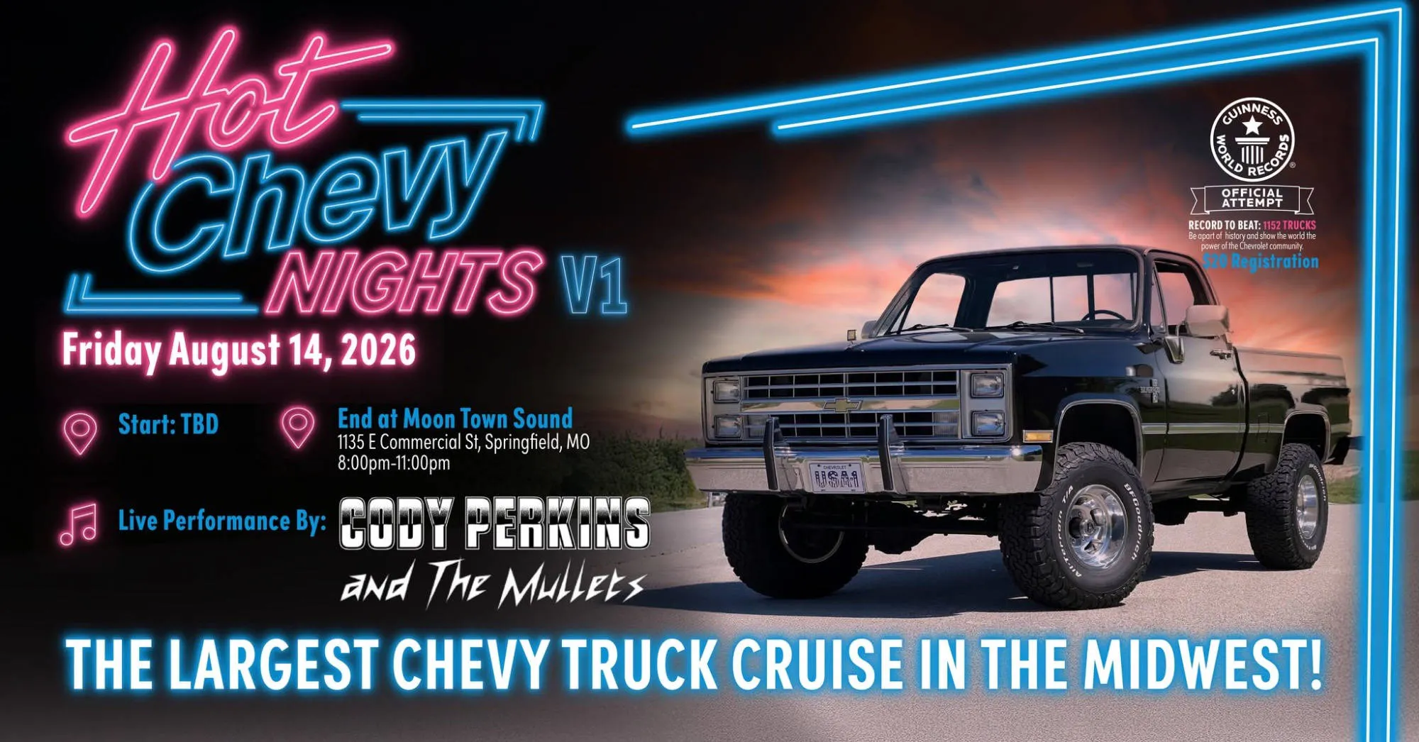 Hot Chevy Nights - Springfield w/ Cody Perkins & The Mullets Vol. 1 event banner