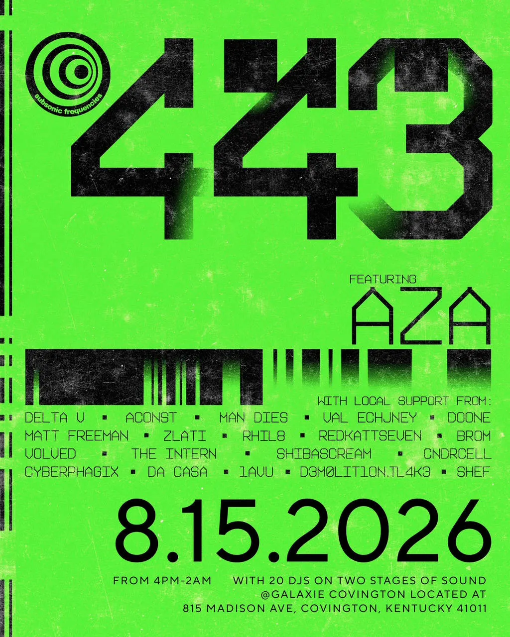 443 Featuring Aza event banner