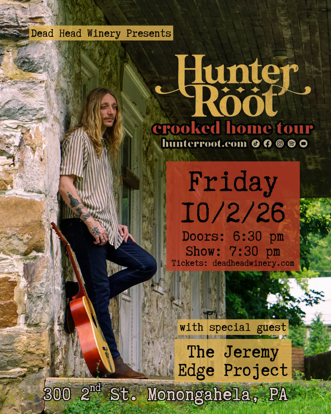 Hunter Root "Crooked Home Tour" with special guest The Jeremy Edge Project event banner
