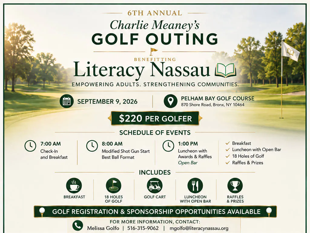 6th Annual Charity Golf Outing Benefitting Literacy Nassau event banner