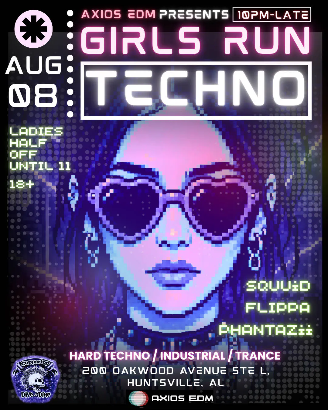 AXIOS EDM PRESENTS: GIRLS RUN TECHNO event banner