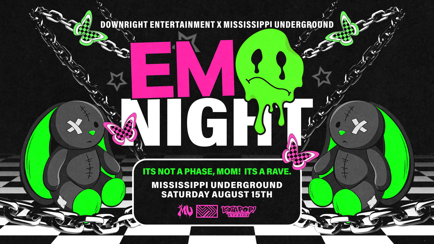 EMO NIGHT: ITS NOT A PHASE, MOM! ITS A RAVE event banner
