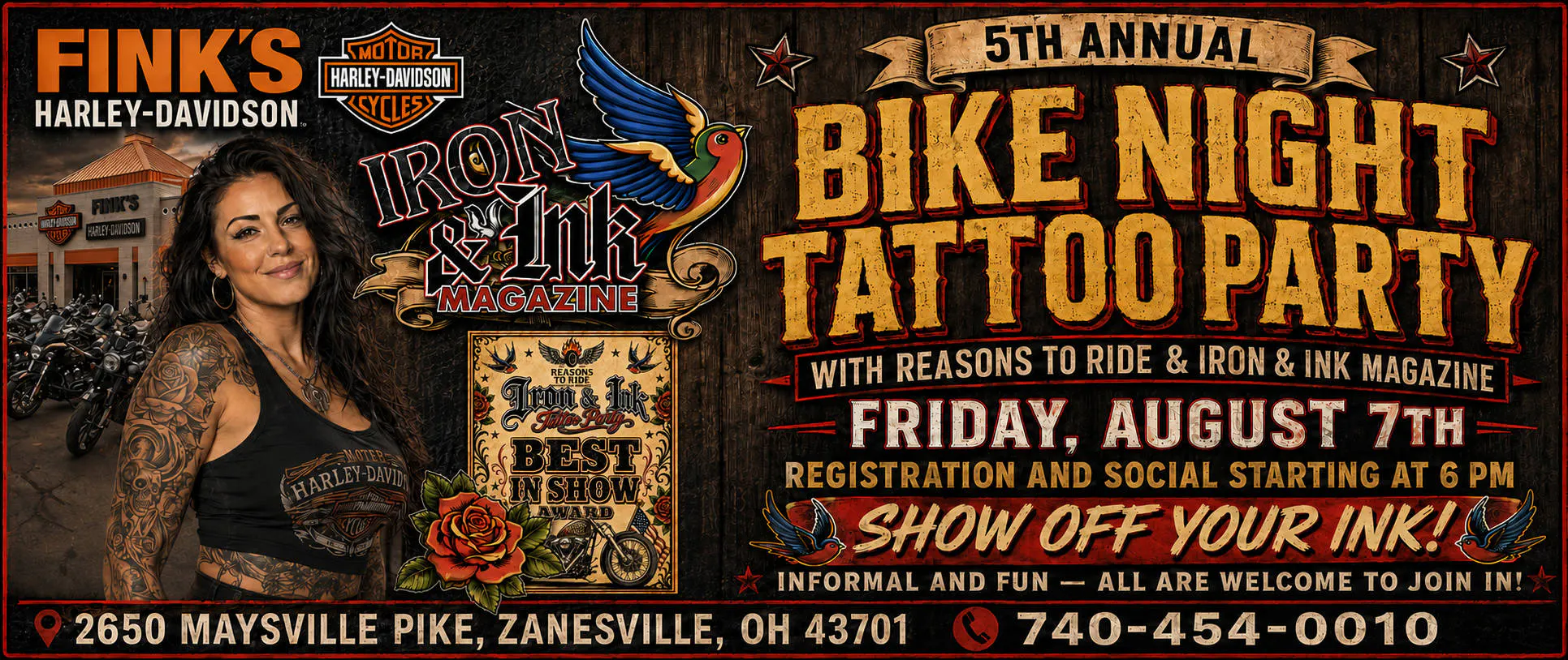 Fink's Harley-Davidson - IRON & INK TATTOO PARTY event banner