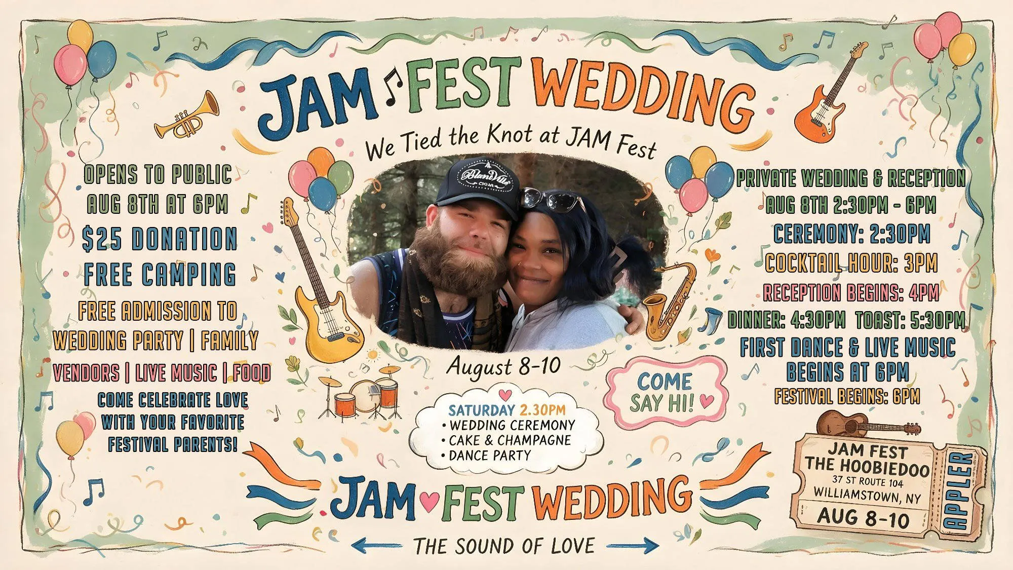 JAM FEST (Justin - Alani - Music Festival Wedding) event banner