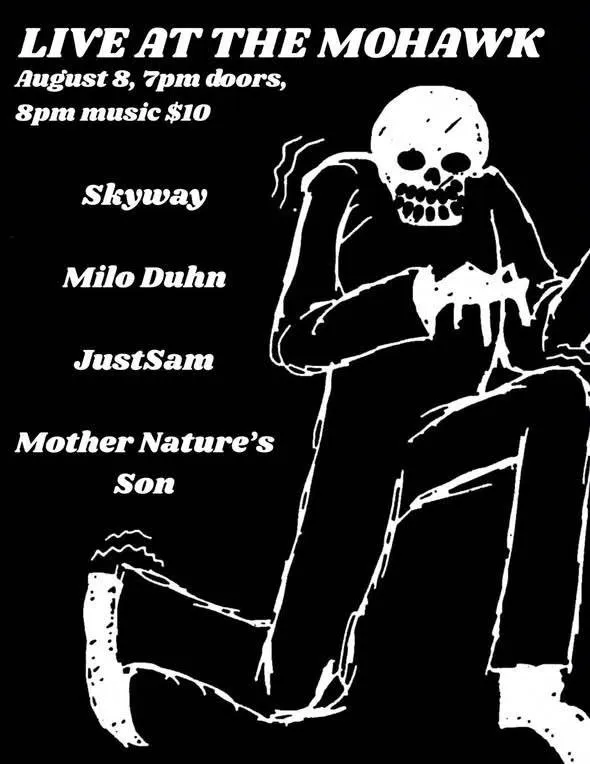 Justsam, Skyway, Mother Nature's Son, Milo Duhn event banner