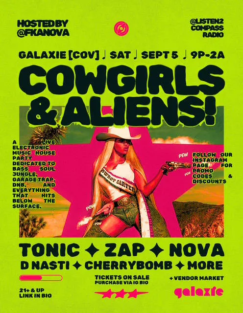 Cowgirls VS Aliens event banner