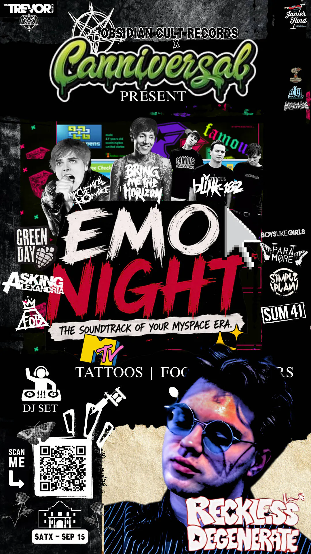 Y2K EMO NIGHT: SATX | OBSIDIAN CULT RECORDS event banner