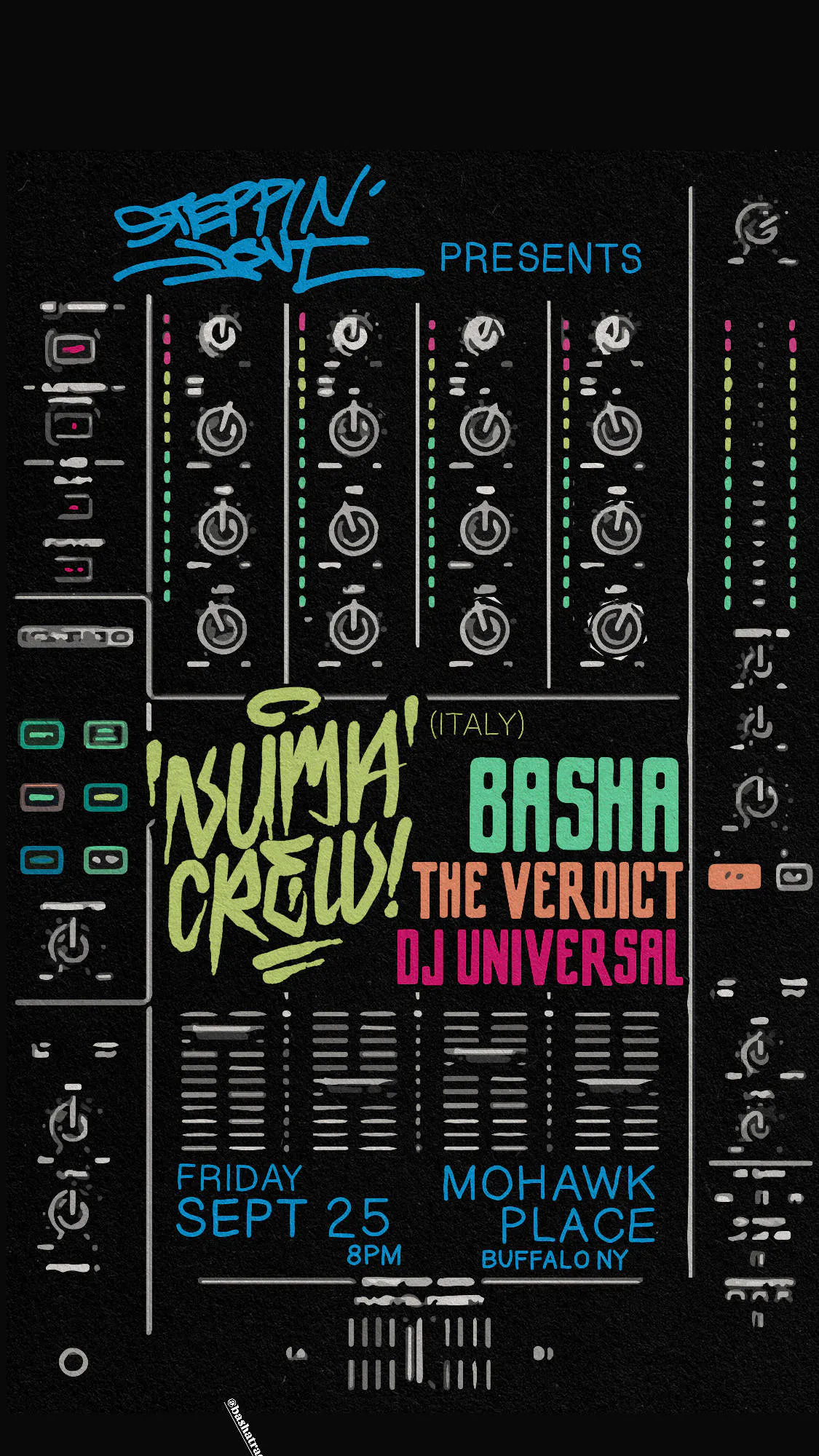 Steppin' Out Sound & Mohawk Place present Numa Crew, Basha, The Verdict & DJ Universal event banner