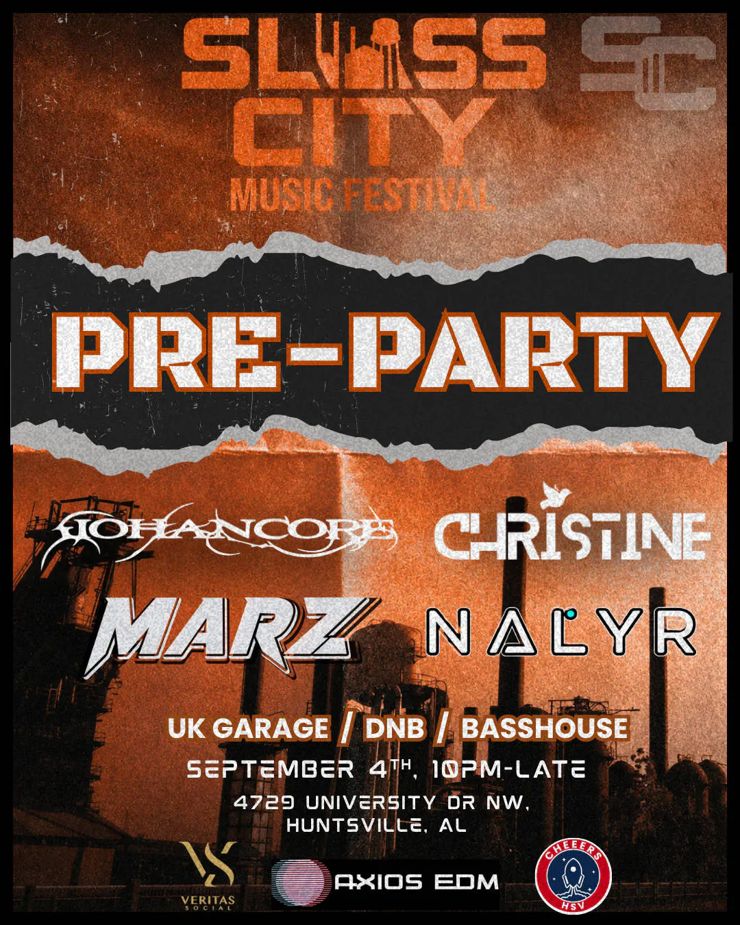 AXIOS EDM PRESENTS: SLOSS CITY MUSIC FEST PRE-PARTY event banner