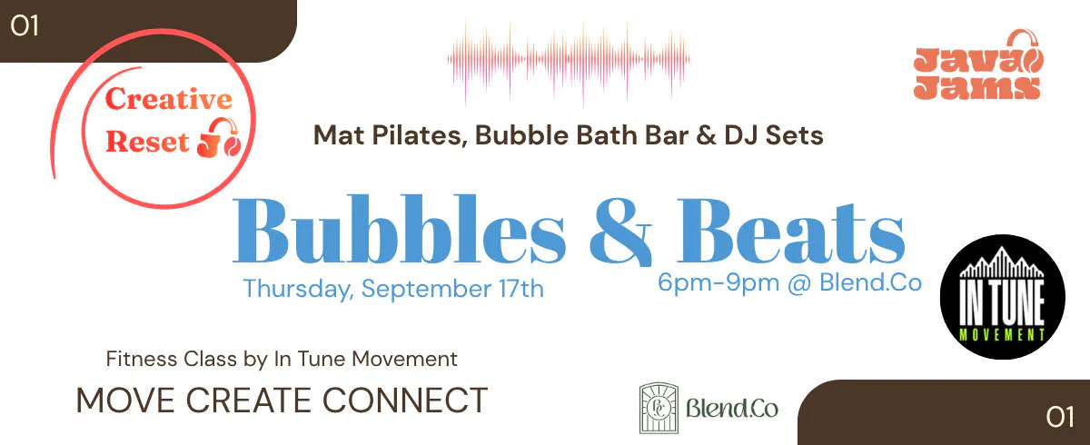 The Creative Reset 01: Bubbles & Beats event banner