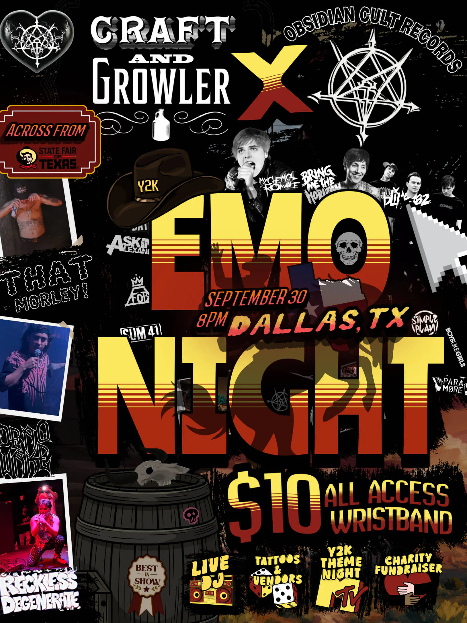 Y2K EMO NIGHT: DALLAS | OBSIDIAN CULT RECORDS event banner