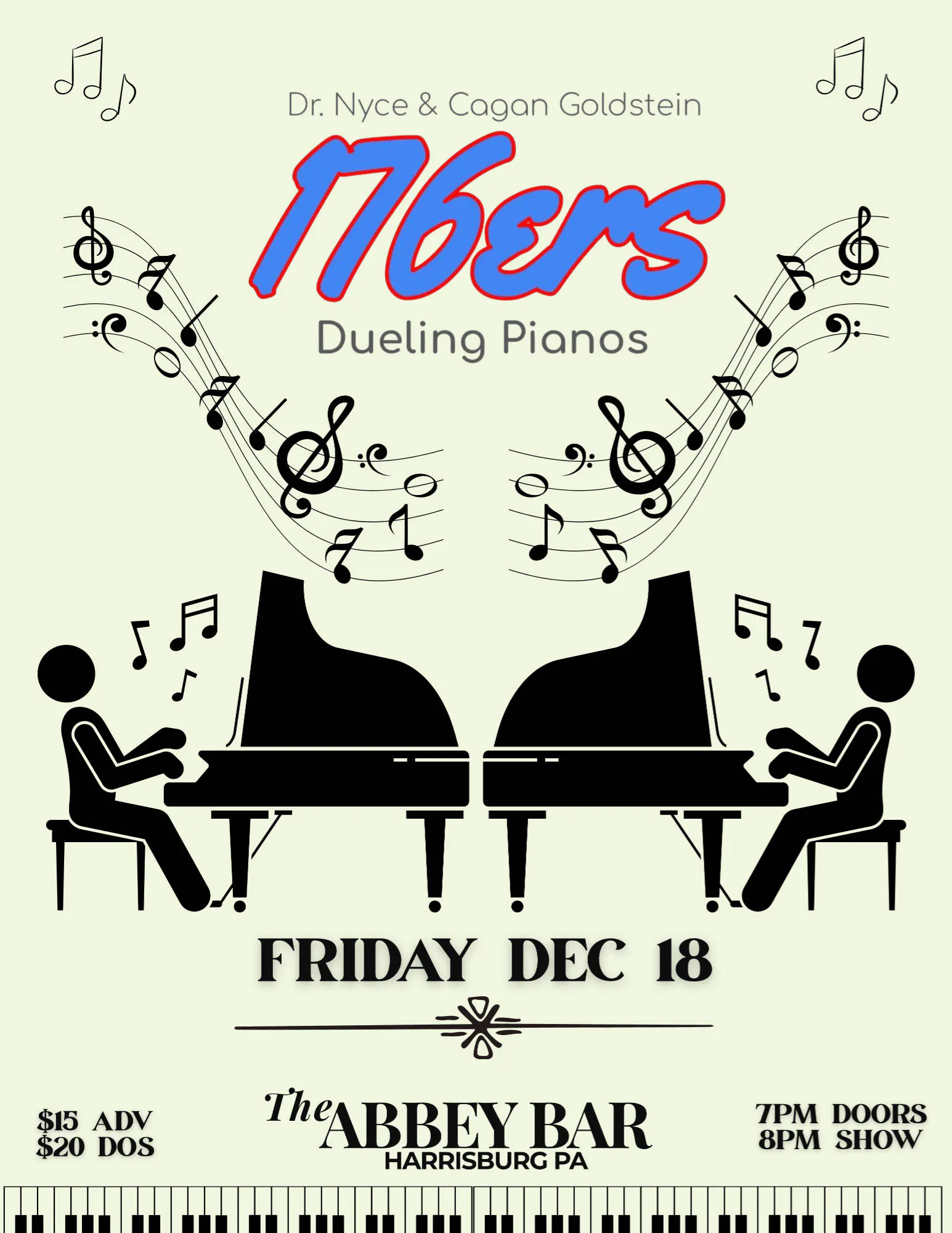 The 176'ers Dueling Pianos at The Abbey Bar | Fri, Dec 18th event banner