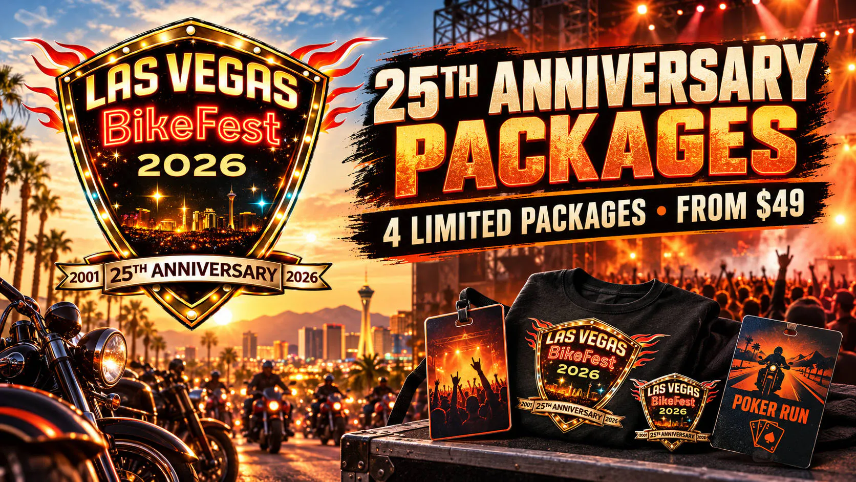 Las Vegas BikeFest 25th Anniversary Packages event banner